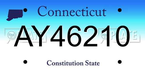AY46210 Connecticut License Plate