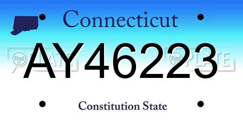 AY46223 Connecticut License Plate