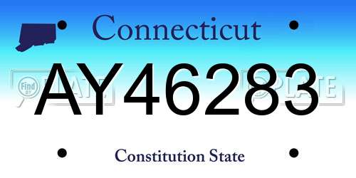 AY46283 Connecticut License Plate