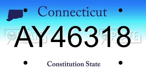 AY46318 Connecticut License Plate