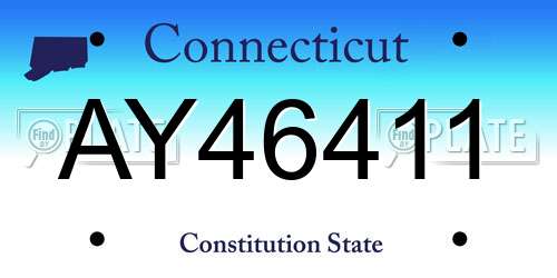 AY46411 Connecticut License Plate