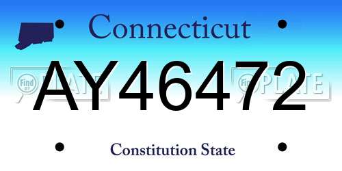 AY46472 Connecticut License Plate