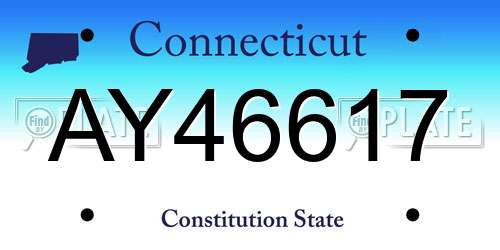 AY46617 Connecticut License Plate