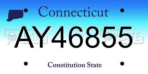 AY46855 Connecticut License Plate