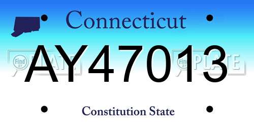 AY47013 Connecticut License Plate