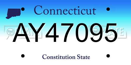 AY47095 Connecticut License Plate