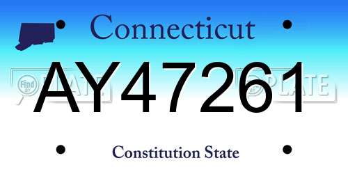 AY47261 Connecticut License Plate