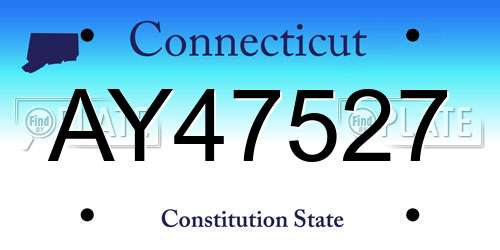 AY47527 Connecticut License Plate