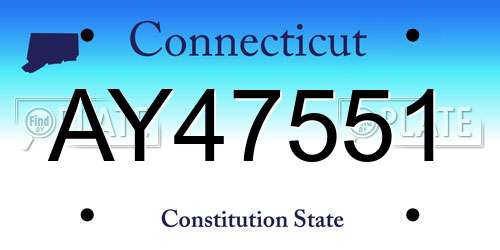 AY47551 Connecticut License Plate