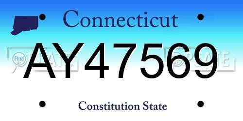 AY47569 Connecticut License Plate