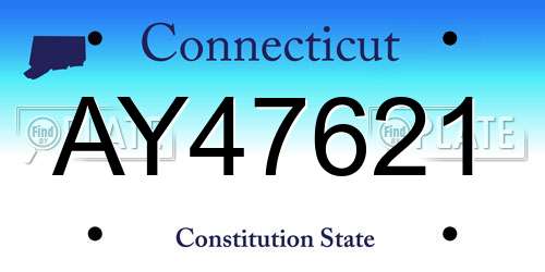 AY47621 Connecticut License Plate