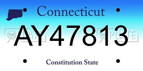 AY47813 Connecticut License Plate