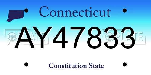 AY47833 Connecticut License Plate