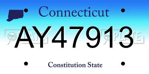 AY47913 Connecticut License Plate