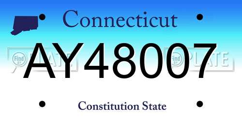AY48007 Connecticut License Plate
