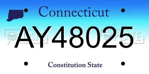 AY48025 Connecticut License Plate