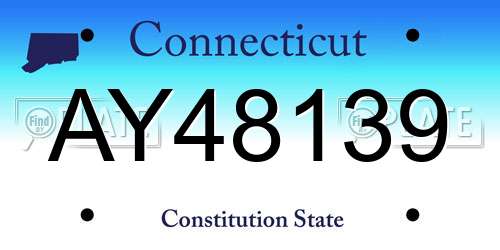AY48139 Connecticut License Plate