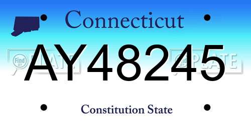 AY48245 Connecticut License Plate