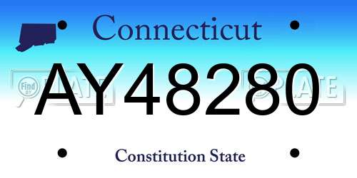 AY48280 Connecticut License Plate