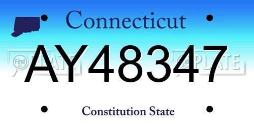 AY48347 Connecticut License Plate
