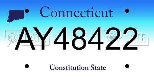 AY48422 Connecticut License Plate