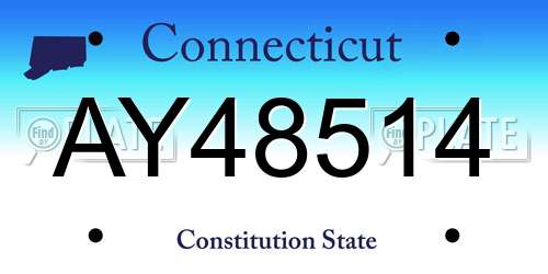 AY48514 Connecticut License Plate