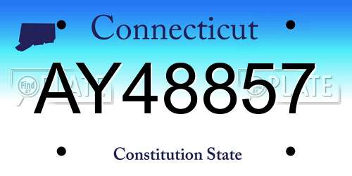 AY48857 Connecticut License Plate
