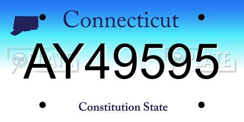 AY49595 Connecticut License Plate