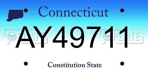 AY49711 Connecticut License Plate