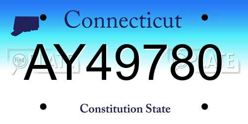 AY49780 Connecticut License Plate