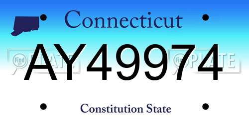 AY49974 Connecticut License Plate