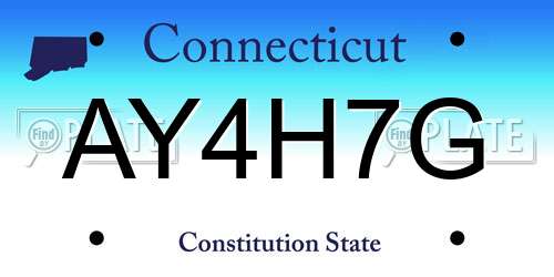 AY4H7G Connecticut License Plate