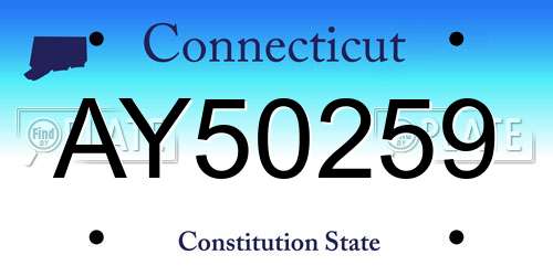 AY50259 Connecticut License Plate