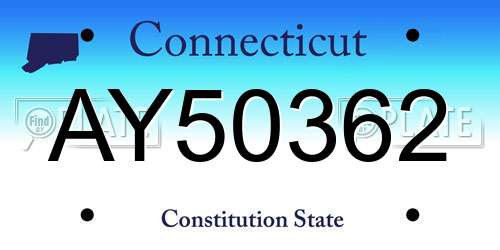 AY50362 Connecticut License Plate