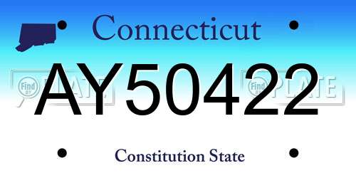 AY50422 Connecticut License Plate