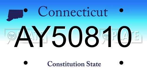 AY50810 Connecticut License Plate