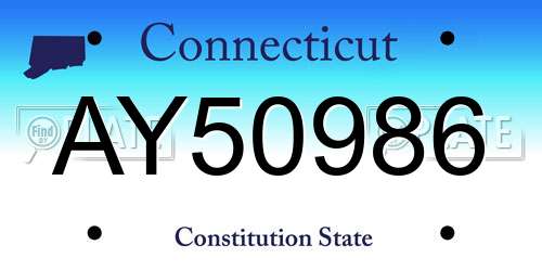 AY50986 Connecticut License Plate