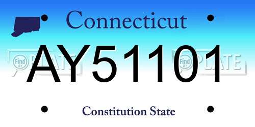 AY51101 Connecticut License Plate