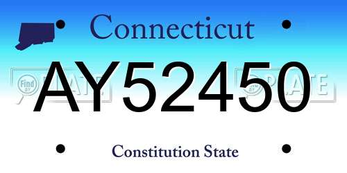 AY52450 Connecticut License Plate