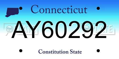 AY60292 Connecticut License Plate