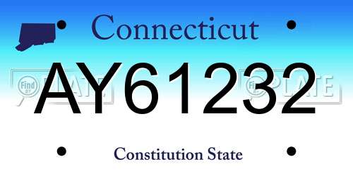AY61232 Connecticut License Plate