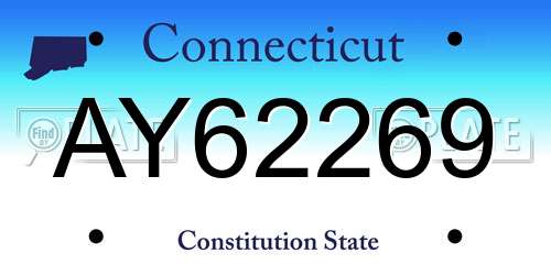 AY62269 Connecticut License Plate