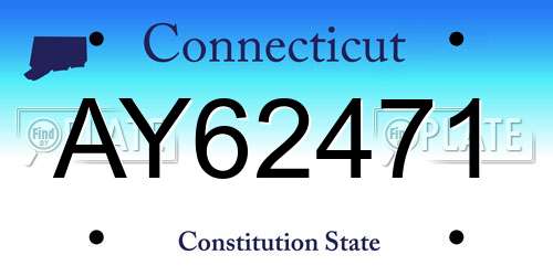 AY62471 Connecticut License Plate