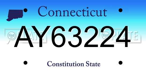 AY63224 Connecticut License Plate