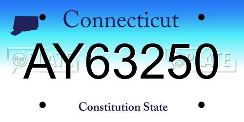 AY63250 Connecticut License Plate