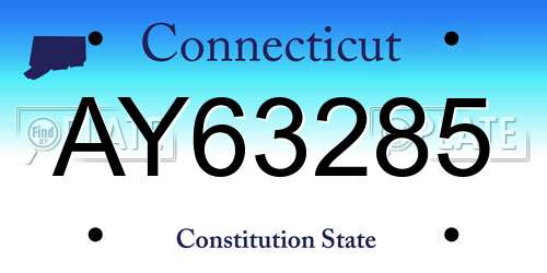 AY63285 Connecticut License Plate