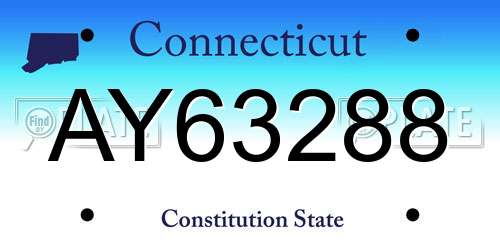 AY63288 Connecticut License Plate