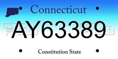 AY63389 Connecticut License Plate