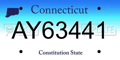 AY63441 Connecticut License Plate