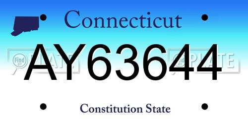 AY63644 Connecticut License Plate
